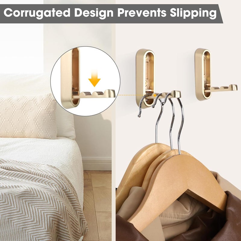 Dntorx Folding Wall Hooks, 4 Pcs Foldable Gold Coat Hooks Heavy Duty Foldable Hook Bathroom Towel Hooks Robe Hooks Wall Mounted for Hanging Coat Towels Clothes Hat Bags Keys - Image 4